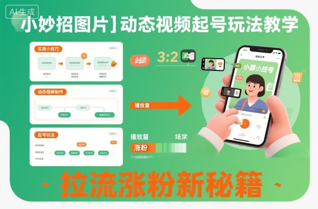 小妙招图片＋动态视频起号玩法教学，拉流涨粉新秘籍-赚客网赚