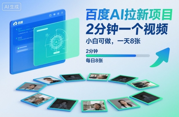 百度AI拉新项目，2分钟一个视频，小白可做，一天8张【附案例+保姆级教程】-赚客网赚