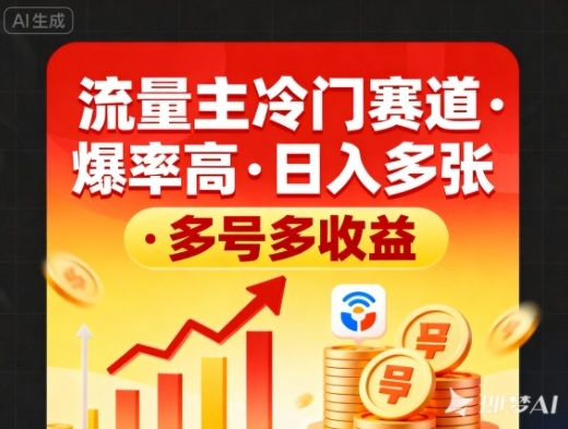 流量主冷门赛道，爆率高，日入多张，多号多收益-赚客网赚