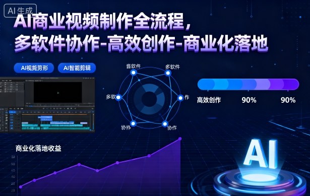 AI商业视频制作全流程，多软件协作-高效创作-商业化落地-赚客网赚
