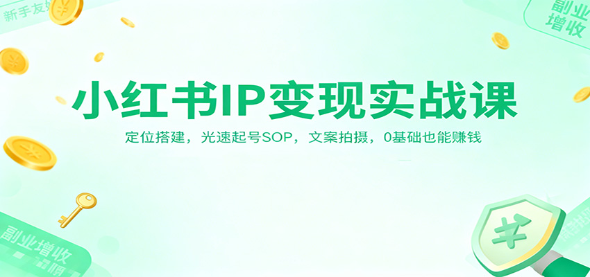 小红书IP变现实战课:定位搭建,光速起号SOP,文案拍摄,0基础也能赚钱-赚客网赚