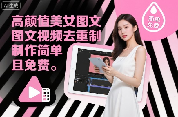 高颜值美女图文视频去重制作教学，制作简单且免费-赚客网赚