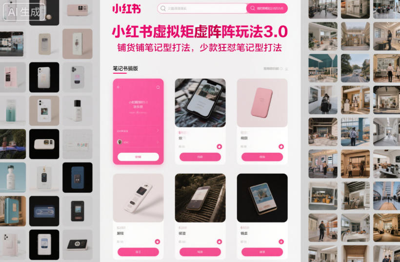 小红书虚拟矩阵玩法3.0，铺货铺笔记型打法，少款狂怼笔记型打法-赚客网赚