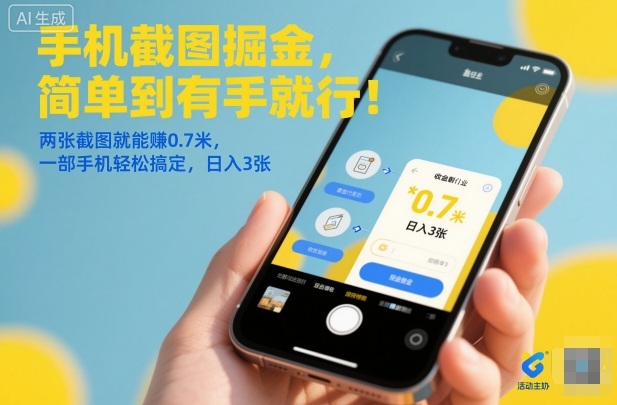 手机截图掘金，简单到有手就行！两张截图就能賺0.7米，一部手机轻松搞定，日入3张【揭秘】-赚客网赚