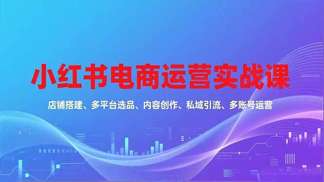 （16695期）小红书电商运营实战课，店铺搭建、多平台选品、内容创作、私域引流、多账号运营等玩法-赚客网赚