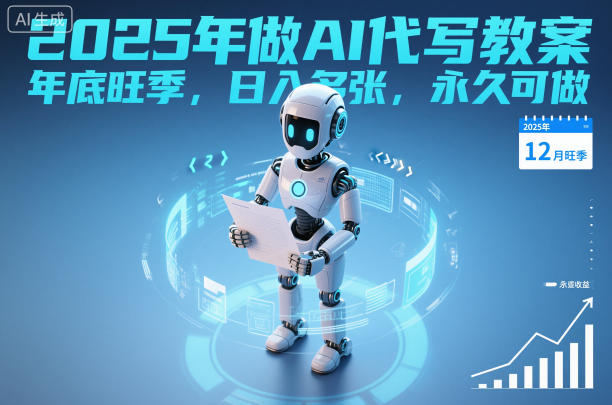 2025年做AI代写教案，年底旺季，日入多张，永久可做-赚客网赚