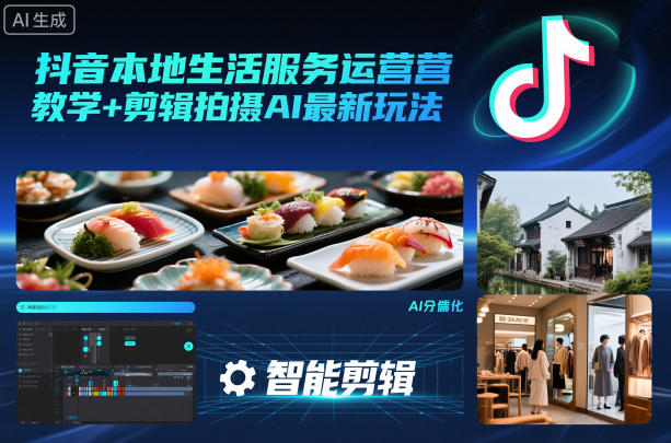 抖音本地生活服务运营教学+剪辑拍摄AI最新玩法-赚客网赚