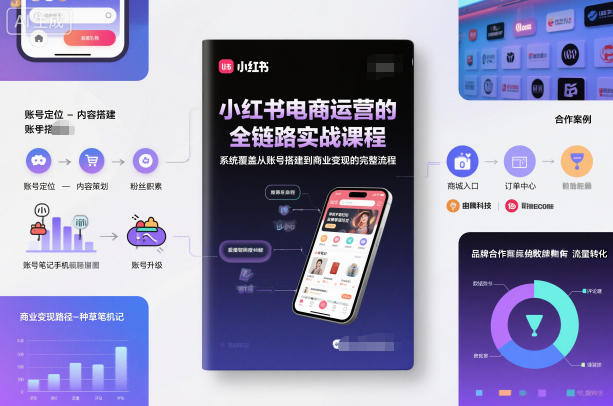 小红书电商运营的全链路实战课程，系统覆盖从账号搭建到商业变现的完整流程-赚客网赚