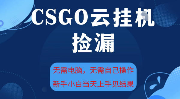 CSGO云挂G全自动捡漏，最新独家玩法，无需电脑操作，新手小白日入5张+【揭秘】-赚客网赚