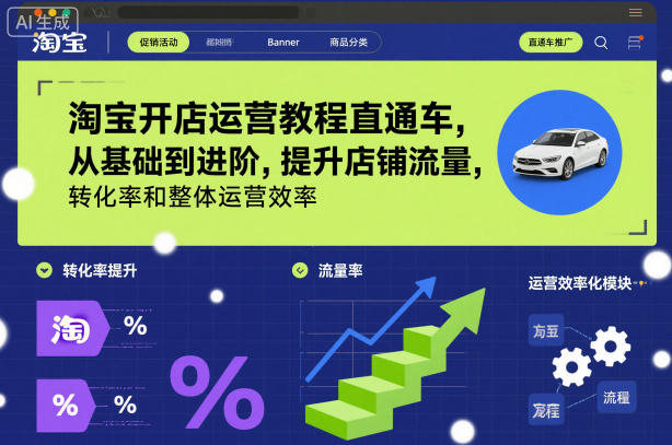淘宝开店运营教程直通车，从基础到进阶，提升店铺流量，转化率和整体运营效率（更新11月）-赚客网赚