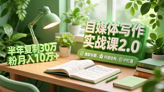 （16734期）自媒体写作实战课2.0，爆款标题、内容结构、IP打造，半年复制30万粉月入10万+-赚客网赚