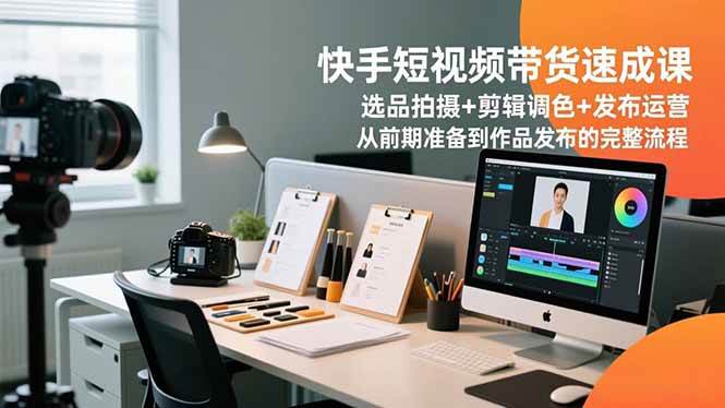 （16752期）快手短视频带货速成课，选品拍摄+剪辑调色+发布运营，从前期准备到作品发布的完整流程-赚客网赚