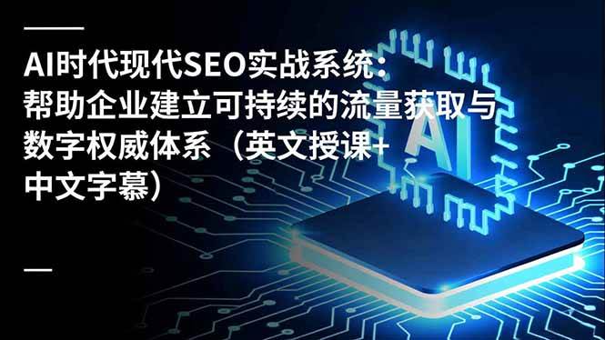 （16760期）AI时代现代SEO实战系统：帮助企业建立可持续的流量获取与数字权威体系（英文授课+中文字幕）-赚客网赚